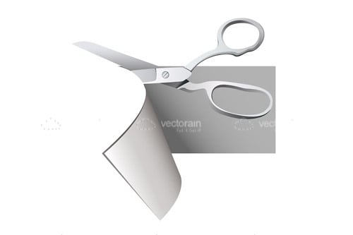 White Background Being Cut Open By Scissors